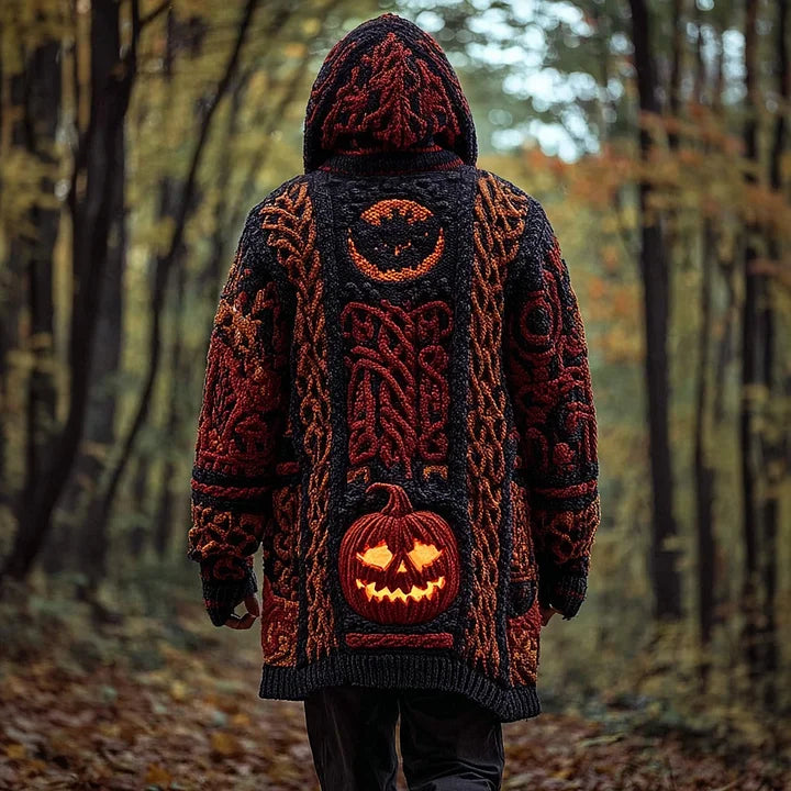 Halloween Pumpkin Inspired Cozy Hooded Cardigan