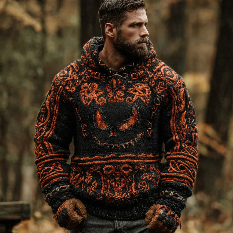 Halloween Ghost Face Embroidered Hoodie