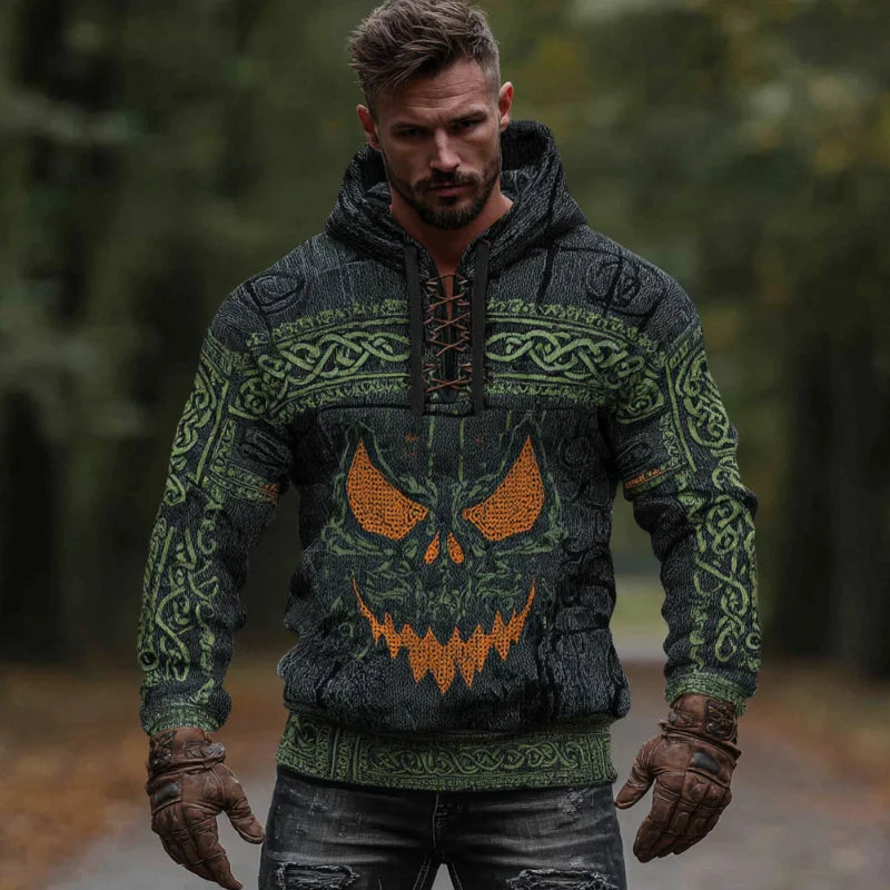 Halloween Ghost Face Embroidered Hoodie