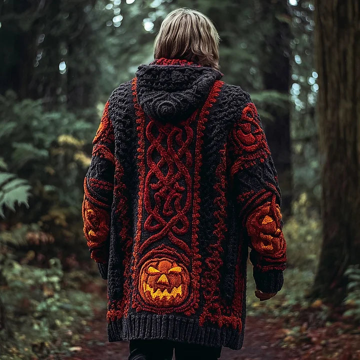 Halloween Pumpkin Inspired Chunky Hooded Cardigan