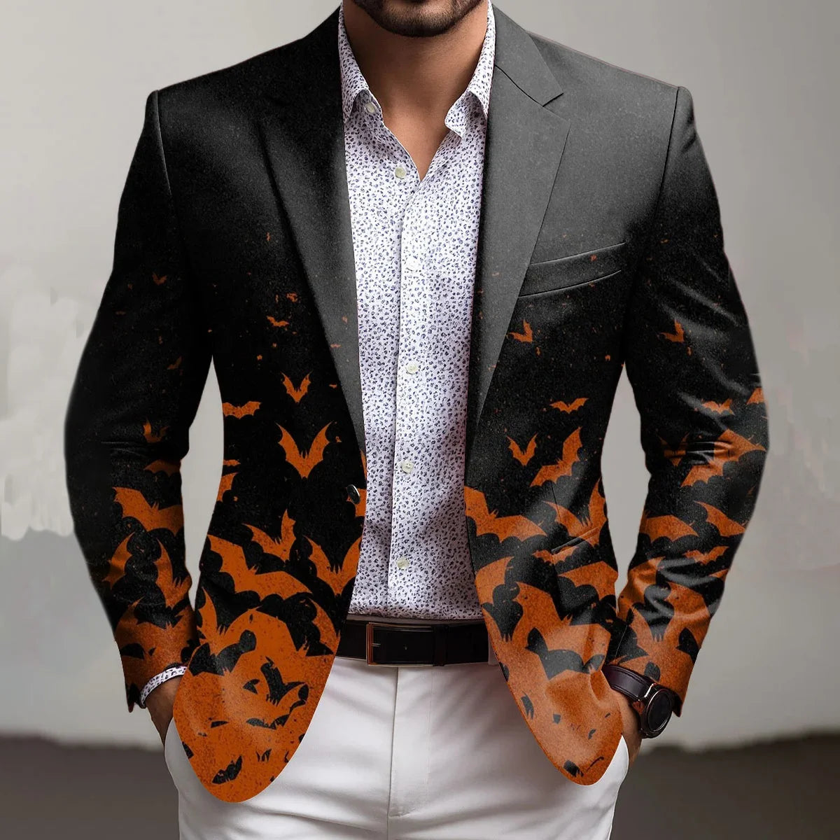 Halloween Pattern Print Single Breasted Blazer