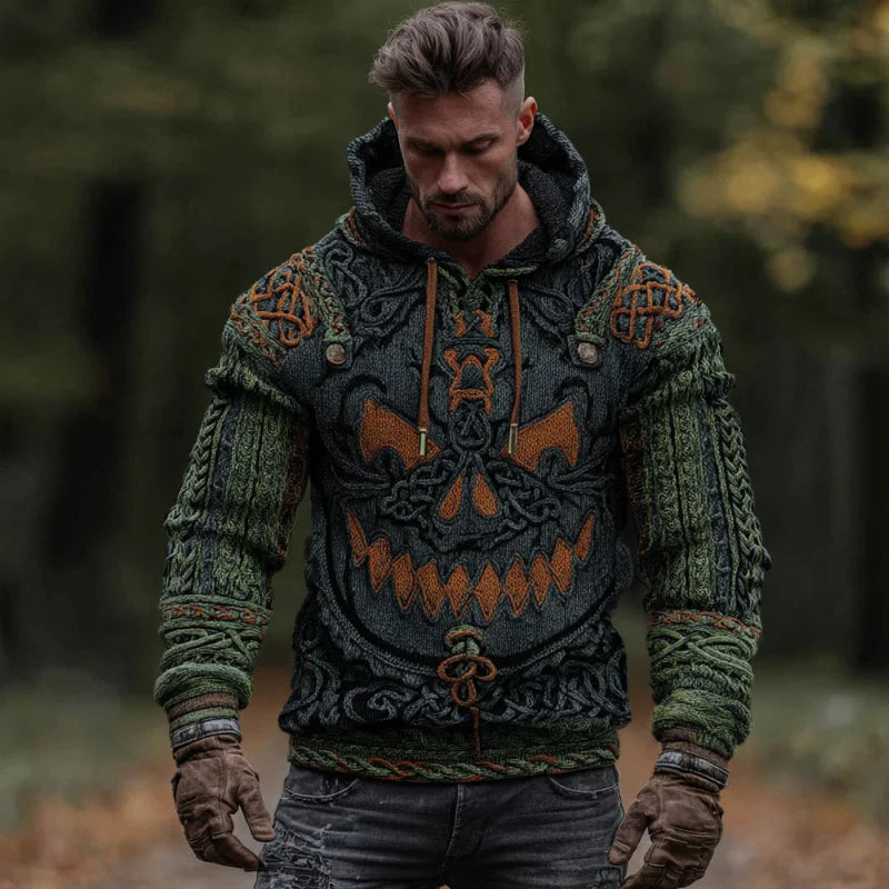 Halloween Ghost Face Embroidered Hoodie