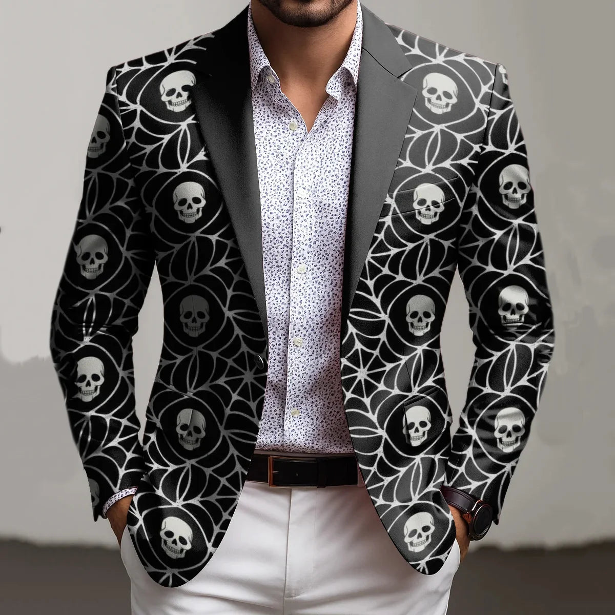 Halloween Skull Decorative Pattern Casual Blazer